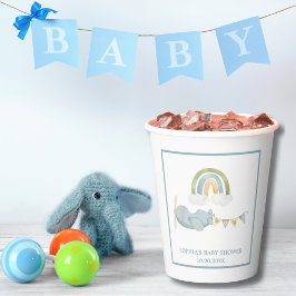Vintage Airplane Rainbow Clouds Boy Baby Shower  紙コップ