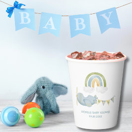 Vintage Airplane Rainbow Clouds Boy Baby Shower  紙コップ