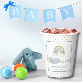 Vintage Airplane Rainbow Clouds Boy Baby Shower  紙コップ