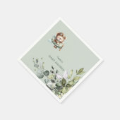 Vintage Airplane Teddy Bear Baby Shower スタンダードカクテルナプキン (角)