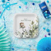 Vintage Airplane Teddy Bear Baby Shower ペーパープレート (パーティー)