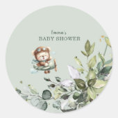 Vintage Airplane Teddy Bear Baby Shower ラウンドシール (正面)