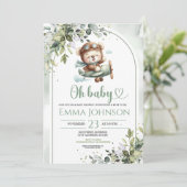 Vintage Airplane Teddy Bear Baby Shower 招待状 (スタンド正面)