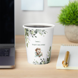 Vintage Airplane Teddy Bear Baby Shower 紙コップ