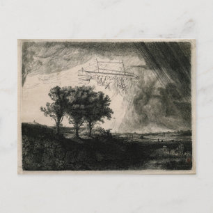 Vintage Airship Flying Machine Art Drawing ポストカード