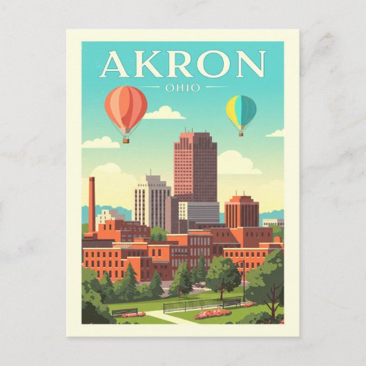 Vintage Akron Ohio ポストカード (正面)