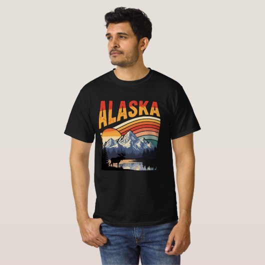 Vintage Alaska Mountain Sunset Tシャツ (正面フル)