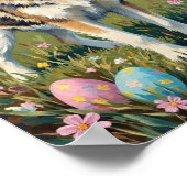 Vintage Alaskan Malamute Easter Spring Art ポスター (角)