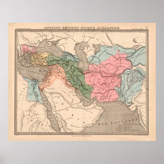 Vintage Alexander The Great Empire Map (1838) ポスター (正面)