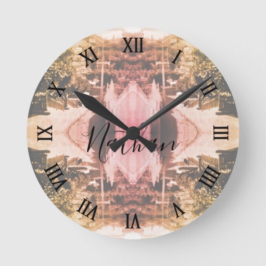 Vintage Algeria Algiers district overview ラウンド壁時計 (正面)