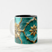 Vintage Algerian Turquoise Ceramic Art Mug ツートーンマグカップ (正面左)
