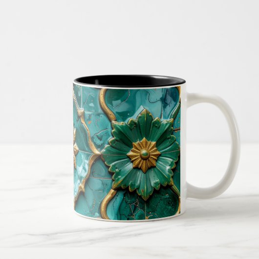 Vintage Algerian Turquoise Ceramic Art Mug ツートーンマグカップ (右)