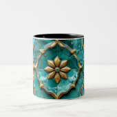 Vintage Algerian Turquoise Ceramic Art Mug ツートーンマグカップ (中央)