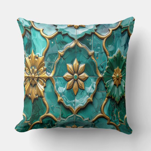 Vintage Algerian Turquoise Ceramic Art Pillows クッション (正面)