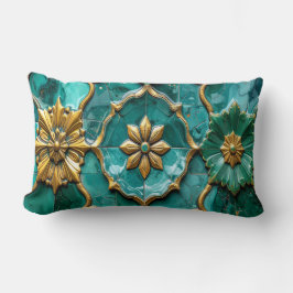 Vintage Algerian Turquoise Ceramic Art Pillows ランバークッション