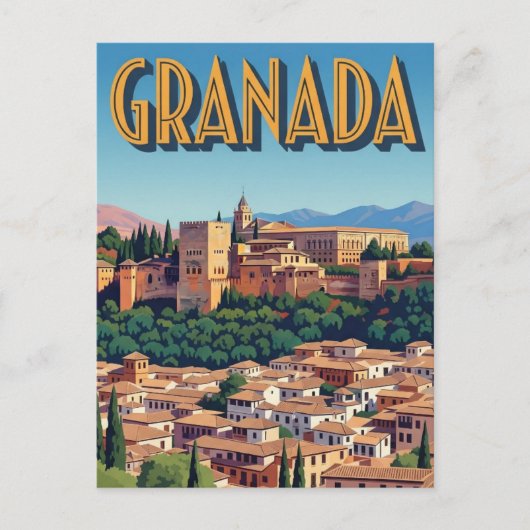 Vintage Alhambra Granada Spain Travel ポストカード (正面)
