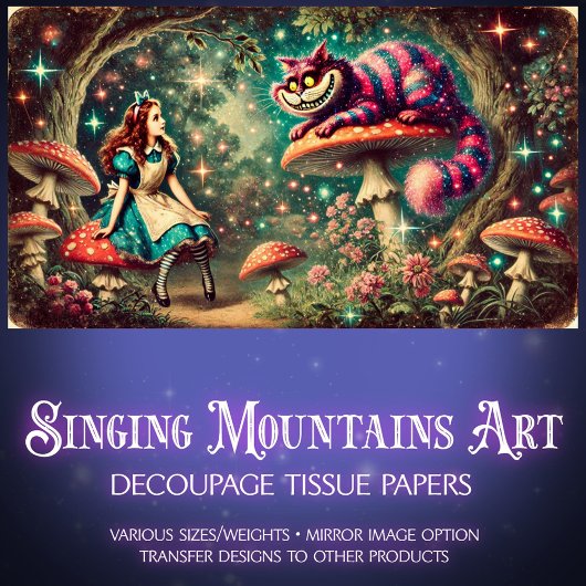 Vintage Alice and Cat Timeless Toadstools 薄葉紙