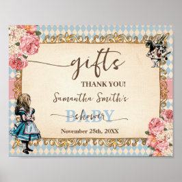 Vintage Alice in Wonderland Gifts Baby Shower ポスター