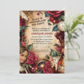 Vintage Alice in Wonderland Mad Hatter Party 招待状 (スタンド正面)