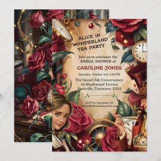 Vintage Alice in Wonderland Mad Hatter Party 招待状