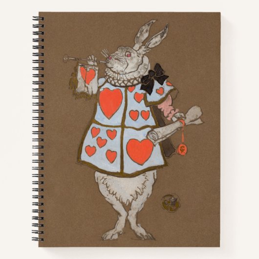 Vintage Alice in Wonderland White Rabbit Herald ノートブック (正面)