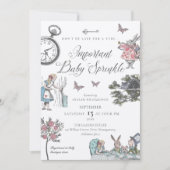 Vintage Alice Wonderland Storybook Baby Sprinkle 招待状 (正面)