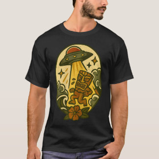 Vintage Alien Ufo Beam Up Tiki Totem Retro Tattoo Tシャツ