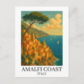 Vintage Amalfi Coast Italy Illustration ポストカード (正面)