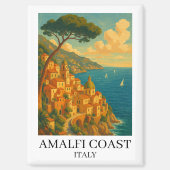 Vintage Amalfi Coast Italy Illustration マグネット (正面)