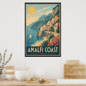 Vintage Amalfi Coast Italy Travel ポスター (キッチン)