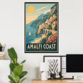 Vintage Amalfi Coast Italy Travel ポスター (ホームオフィス)