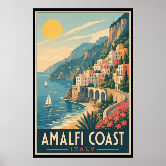 Vintage Amalfi Coast Italy Travel ポスター (正面)