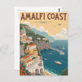 Vintage Amalfi Coast Travel ポストカード (正面/裏面)