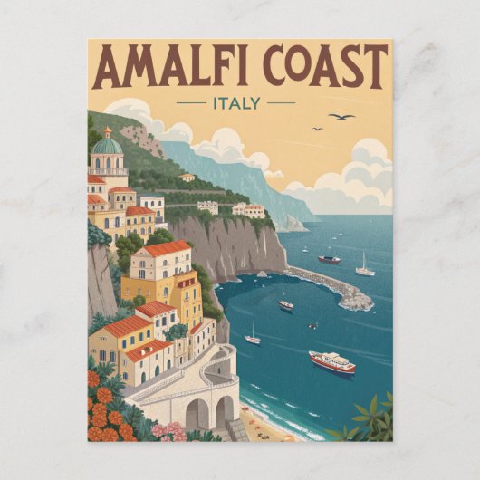 Vintage Amalfi Coast Travel ポストカード (正面)
