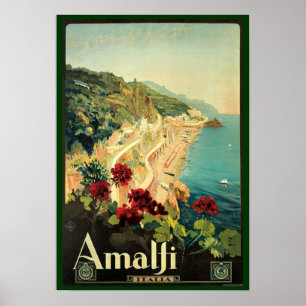 Vintage Amalfi Travel Advertisement ポスター