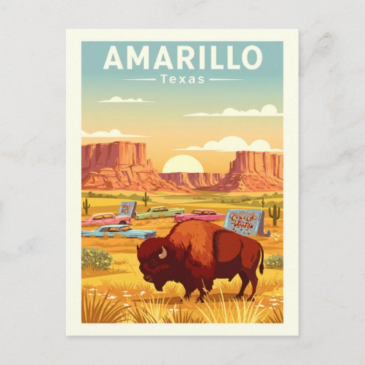Vintage Amarillo Texas ポストカード (正面)