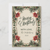 Vintage Amaryllis and Holly Christmas シーズンカード (正面)