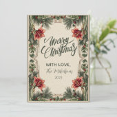 Vintage Amaryllis and Holly Christmas シーズンカード (スタンド正面)