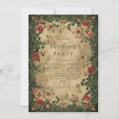 Vintage Amaryllis Holly Christmas 招待状 (正面)