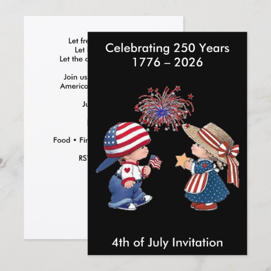 Vintage America Happy 250th Birthday Party 招待状 (正面/裏面)