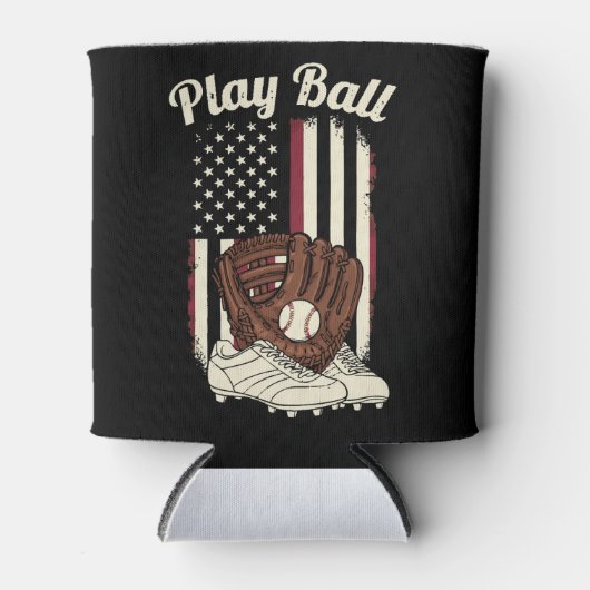 Vintage American Baseball Patriotic Pastime Sports 缶クーラー (正面)