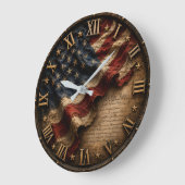 Vintage American Flag ラージ壁時計 (傾斜)