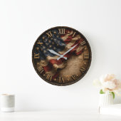 Vintage American Flag ラージ壁時計 (ホーム)