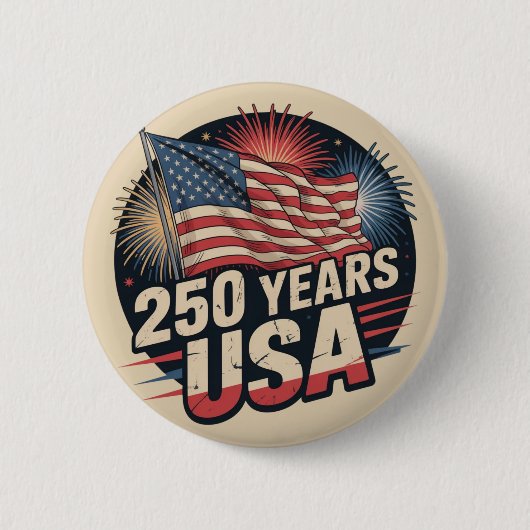 Vintage American Flag 250 Years USA Button 缶バッジ (正面)