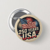 Vintage American Flag 250 Years USA Button 缶バッジ (正面&裏面)