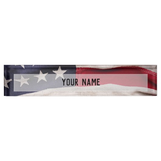 Vintage American Flag Background デスクネームプレート (正面)