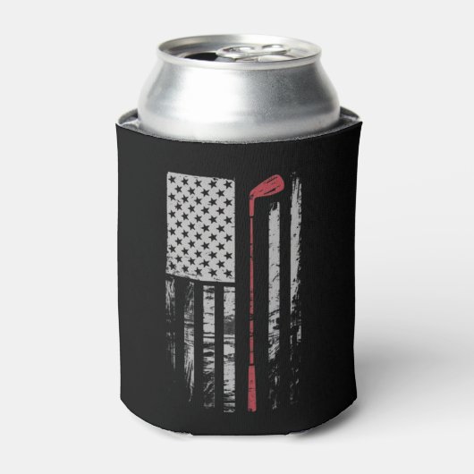 Vintage American Flag Golf Club Gift Golfer  缶クーラー (缶正面)