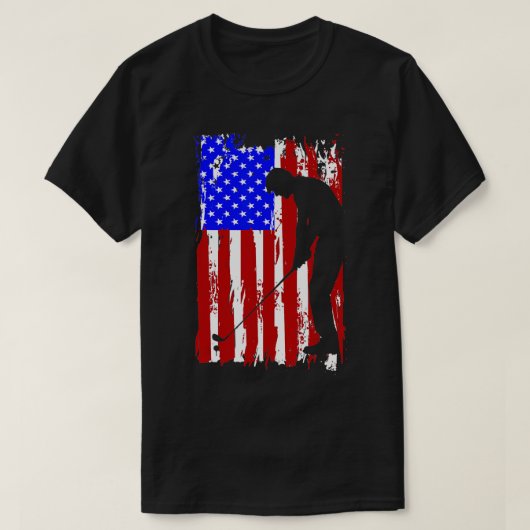 Vintage American Flag Golf Men Women  Tシャツ (デザイン正面)