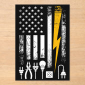 Vintage American Flag Lineman Electrician Tools アクリル招待状 (正面)