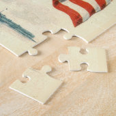 Vintage American Flag Statue of Liberty ジグソーパズル (側面)